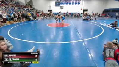 116-122 lbs Semifinal - Milla Bretz, Centennial Middle School vs Taylor Gudahl, Wheatland