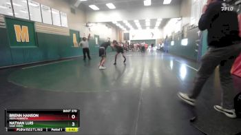 132 lbs Cons. Round 3 - Brenn Hanson, Vista Murrieta vs Nathan Luis, Sage Creek