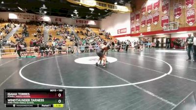 150 lbs 1st Place Match - Isaiah Torres, Powell Middle School vs WindThunder Tarness, Wind River Middle School