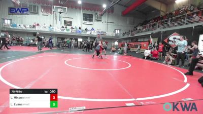 70-76 lbs Consi Of 8 #2 - Luke Hixson, Spartan Wrestling Fort Smith vs Locklyn Evans, Hilldale Youth Wrestling Club