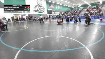 126 lbs Cons. Round 4 - Kaden Patel, Mt Carmel vs Gregory Logan Tan, Martin Luther King
