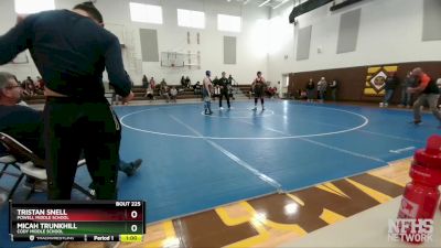 220 lbs 3rd Place Match - Tristan Snell, Powell Middle School vs Micah Trunkhill, Cody Middle School