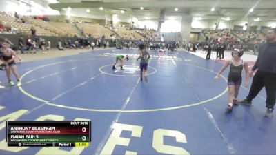 85 lbs Champ. Round 2 - Anthony Blasingim, Lawrence County Wrestling Club vs Isaiah Earls, Williamson County Wrestling Cl