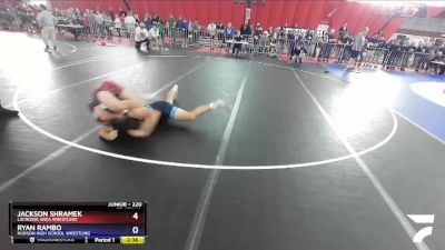 220 lbs Semifinal - Jackson Shramek, LaCrosse Area Wrestlers vs Ryan Rambo, Hudson High School Wrestling