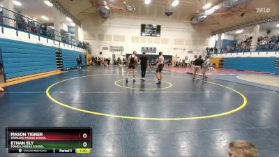 138-145 lbs Round 1 - Mason Tigner, Worland Middle School vs Ethan Ely, Powell Middle School