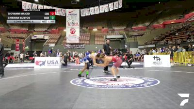 All Cadet Boys Freestyle Lower - 120 lbs Cons. Round 5 - Giovanni Manzo, Canyon Springs High School Wrestling vs Cristian Bustos, Reedley High School Wrestling