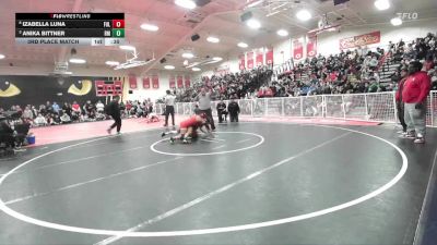 130 lbs 3rd Place Match - Izabella Luna, Fullerton vs Anika Bittner, Rio Mesa