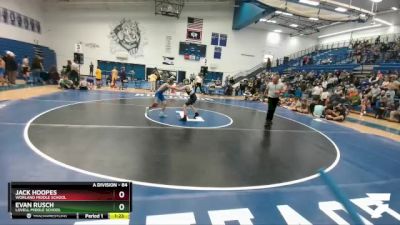 84 lbs Quarterfinal - Jack Hoopes, Worland Middle School vs Evan Rusch, Lovell Middle School