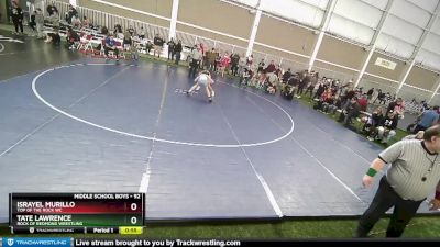 92 lbs Cons. Round 5 - Tate Lawrence, Rock Of Redmond Wrestling vs Israyel Murillo, Top Of The Rock WC