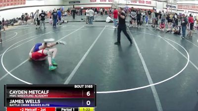 120 lbs Cons. Semi - James Wells, Battle Creek Braves Elite vs Cayden Metcalf, MWC Wrestling Academy