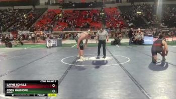 4A 285 lbs Cons. Round 2 - Layne Schulz, Canyon Ridge vs Cody Haymore, Burley