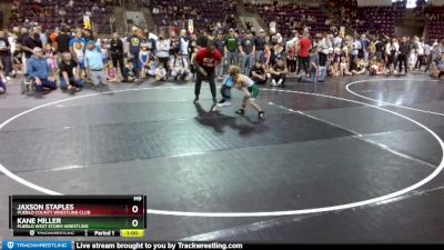 52-55 lbs Round 1 - Jaxson Staples, Pueblo County Wrestling Club vs Kane Miller, Pueblo West Storm Wrestling