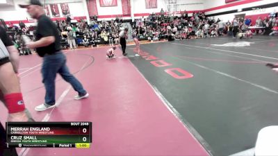 41-45 lbs Round 3 - Cruz Small, Odessa Youth Wrestling vs Merrah England, Carrollton Youth Wrestling