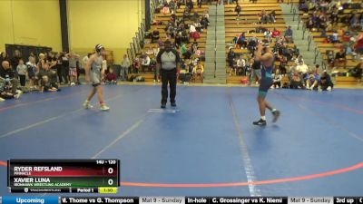 120 lbs Round 3 - Xavier Luna, Ironhawk Wrestling Academy vs Ryder Refsland, Pinnacle