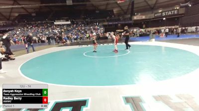 74 lbs 3rd Place Match - Zanyah Keys, Team Aggression Wrestling Club vs Radley Berry, NWWC