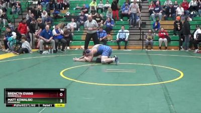 190 lbs Semifinal - Matt Kowalski, Springboro vs Brencyn Evans, Monroeville