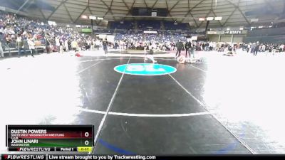 74 lbs Semifinal - Dustin Powers, South West Washington Wrestling Club vs John Linari, Washington