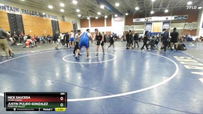 285 lbs Cons. Round 2 - Justin Pulido Gonzalez, Fountain Valley vs Nick Sauceda, Cesar Chavez