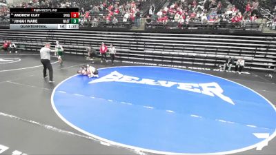 5A 150 lbs Quarterfinal - Jonah Ware, Wasatch vs Andrew Clay, Springville