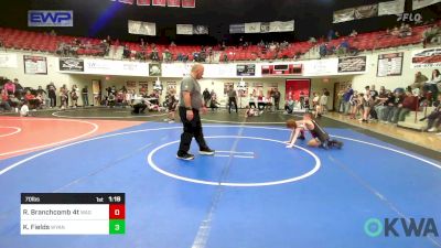 70 lbs Semifinal - Ronald Branchcomb 4th, Wagoner Takedown Club vs Keilen Fields, Wyandotte Youth Wrestling