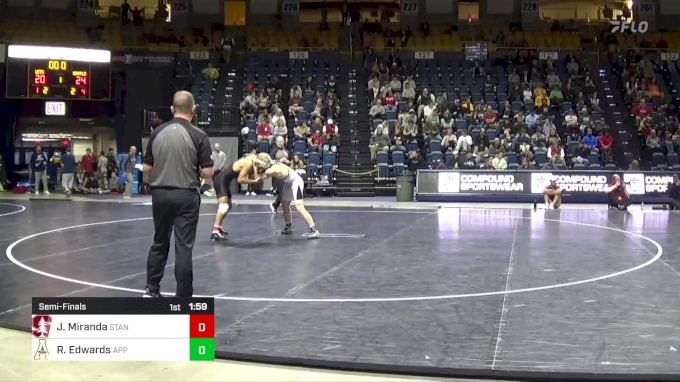 141 lbs Semifinal - Jason Miranda, Stanford vs Riley Edwards ...