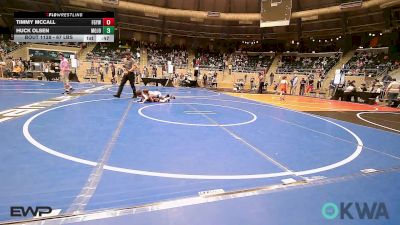 67 lbs Consolation - Timmy McCall, Fort Gibson Youth Wrestling vs Huck Olsen, Mojo Grappling Academy