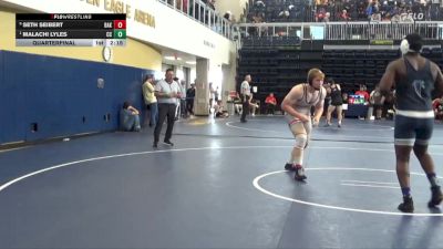 285 lbs Quarterfinal - Malachi Lyles, Cerritos College vs Seth Seibert, Bakersfield