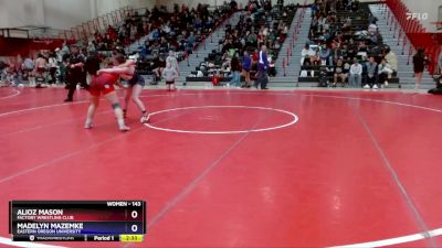 143 lbs Cons. Round 1 - Madelyn Mazemke, Eastern Oregon University vs Alioz Mason, Factory Wrestling Club