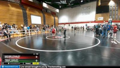 110 lbs Quarterfinal - Trent Oakley, Lander Middle School vs Xayver Stanley, Riverton Middle School