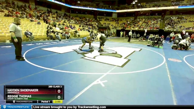 285 Class 2 lbs Champ. Round 1 - Hayden Shoemaker, Owensville vs Reggie ...