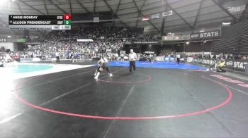 Girls 2A 130 lbs Champ. Round 2 - Allison Prendergast, Columbia River (Girls) vs Angie Monday, Othello (Girls)