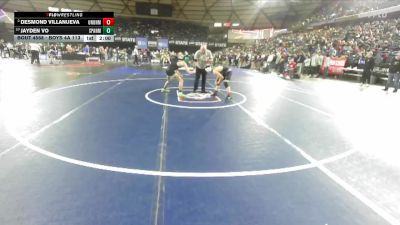 Boys 4A 113 lbs Quarterfinal - Jayden Vo, Spanaway Lake vs Desmond Villanueva, Union