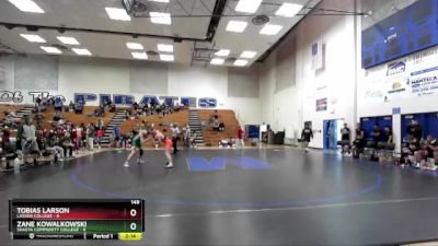 149 lbs 2nd Wrestleback (16 Team) - Tobias Larson, Lassen College vs Zane Kowalkowski, Shasta Community College