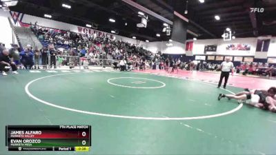 150 lbs 7th Place Match - James Alfaro, Murrieta Valley vs Evan Orozco, Murrieta Mesa