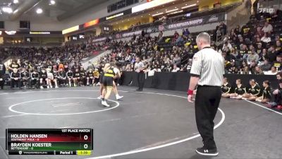 215 lbs Finals (1st & 3rd) - Holden Hansen, Southeast Polk vs Brayden Koester, Bettendorf