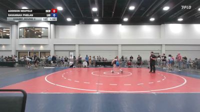 90-100 lbs Champ. Round 3 - Addison Neufeld, Daughters Of Zion Wrestling vs Savannah Phelan, Lake Gibson