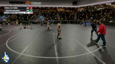 132 lbs Champ. Round 1 - Bryson Rockers, Paola HS vs Perez, Eli Perez., Ankeny