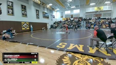 126 lbs Cons. Round 2 - Braeden Curtis, Powell Middle School vs Aj Villarreal, Cody Middle School