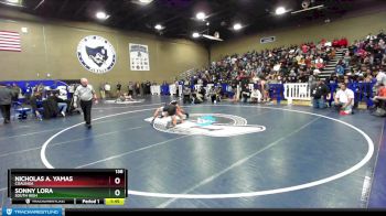 138 lbs Champ. Round 2 - Sonny Lora, South High vs Nicholas A. Yamas, Coalinga