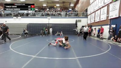 132 lbs Semifinal - Finley Davis, Suples Wrestling Club vs Nicolas Padron, 208 Spartan WC