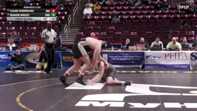 285 lbs First Round - Caleb Rodriguez, Bishop McCort vs Mason Higley, Towanda