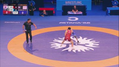 74 kg Qualif. - Jin Su Jeon, Korea vs Farhad Jafar Nourikhorjestan, UWW Refugee Team