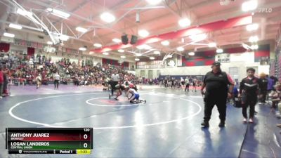 120 lbs Champ. Round 2 - Anthony Juarez, Brawley vs Logan Landeros, Central Union