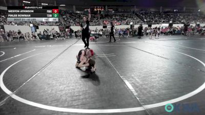 43 lbs Round Of 16 - Weston Atkinson, Ponca City Wildcat Wrestling vs Finlee Bowman, Team Tulsa Wrestling Club