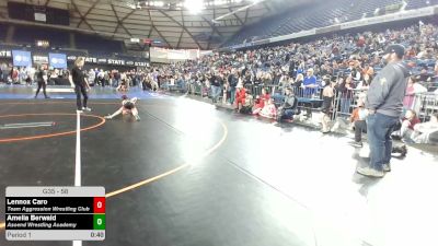 58 lbs Semis - Lennox Caro, Team Aggression Wrestling Club vs Amelia Berwald, Ascend Wrestling Academy