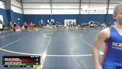 90 lbs Cons. Round 2 - Waycen Gillette, Southern Idaho Wrestling Club vs Kellen Fender, Internal Quest Wrestling