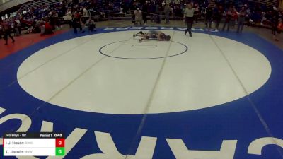 14U Boys - 92 lbs Champ. Round 2 - Jace Hauan, Bear Cave Wrestling Club vs Chase Jacobs, Michigan West Wrestling Club