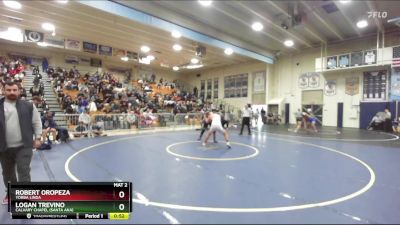 190 lbs 7th Place Match - Logan Trevino, Calvary Chapel (Santa Ana) vs Robert Oropeza, Yorba Linda