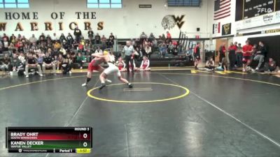 157 lbs Round 3 - Kanen Decker, Wapsie Valley vs Brady Ohrt, South Winneshiek