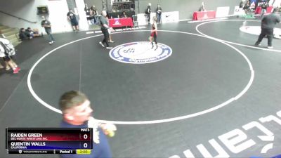 87 lbs Cons. Round 2 - Raiden Green, Del Norte Wrestling Inc. vs Quentin Walls, California